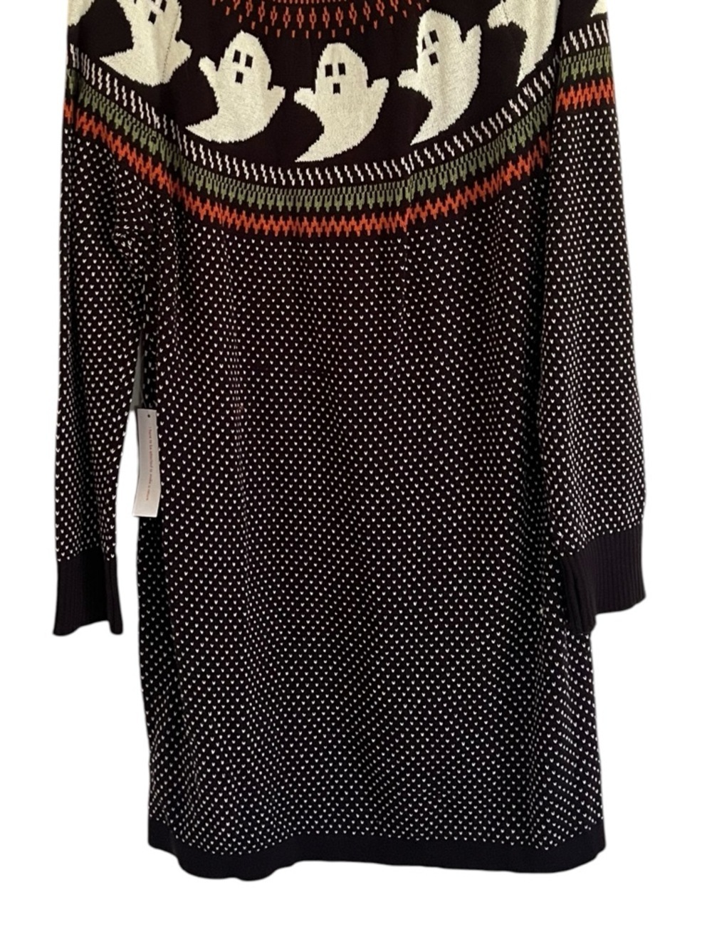 Modcloth Black Halloween Ghost Fair Isle Cozy Commitment Sweater Dress NWT XL - Picture 4 of 13
